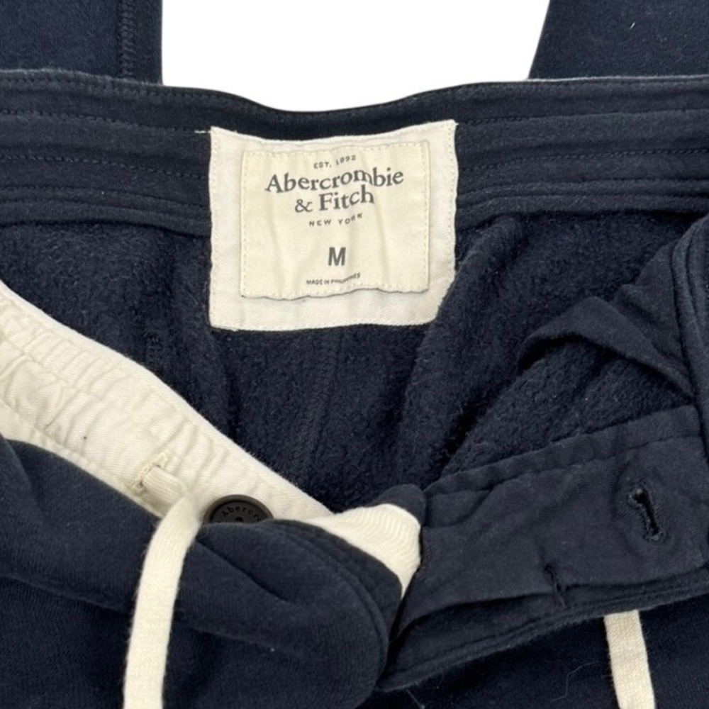 Vintage Abercrombie Sweatpants M Navy Blue Wide Leg Fleece Lounge Pants Y2K - Picture 7 of 7